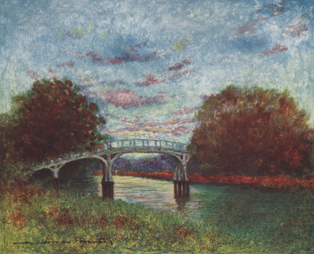 'Hurley Backwater' by Mortimer Menpes. Berkshire 1906 old antique print